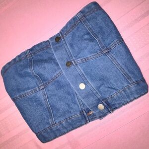 Blue Denim Button-Up Tube Top